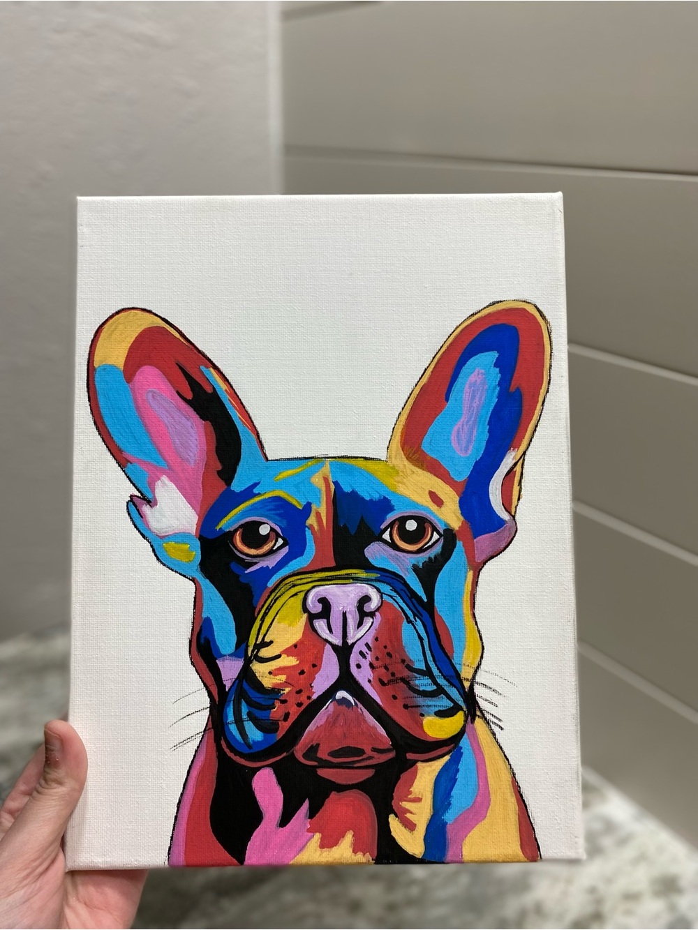 Hand-Crafted French Bulldog Pop Art Painting